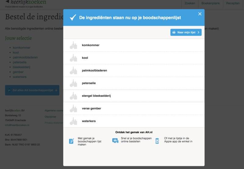 Bestel ingrediënten voor geselecteerde recepten direct bij Albert Heijn.