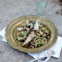 Serveersuggestie Siciliaanse Sardientjes Gevuld Met Couscous